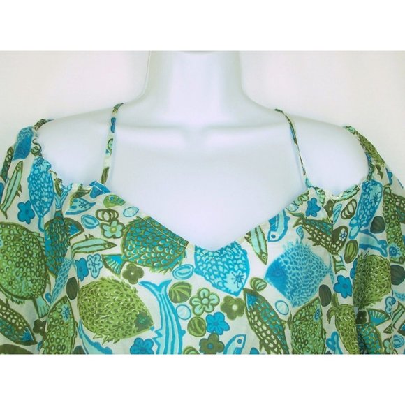 Vanessa Virginia Anthropologie Top 14 Fish Print Off Shoulder Lightweight Flowy - Picture 2 of 5